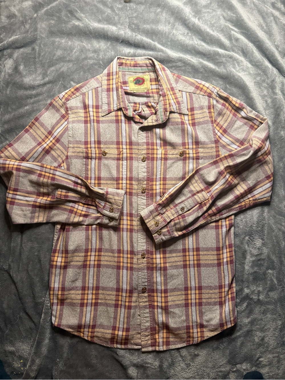 Boston Traders Plaid Shirt in Burgundy and Mustard